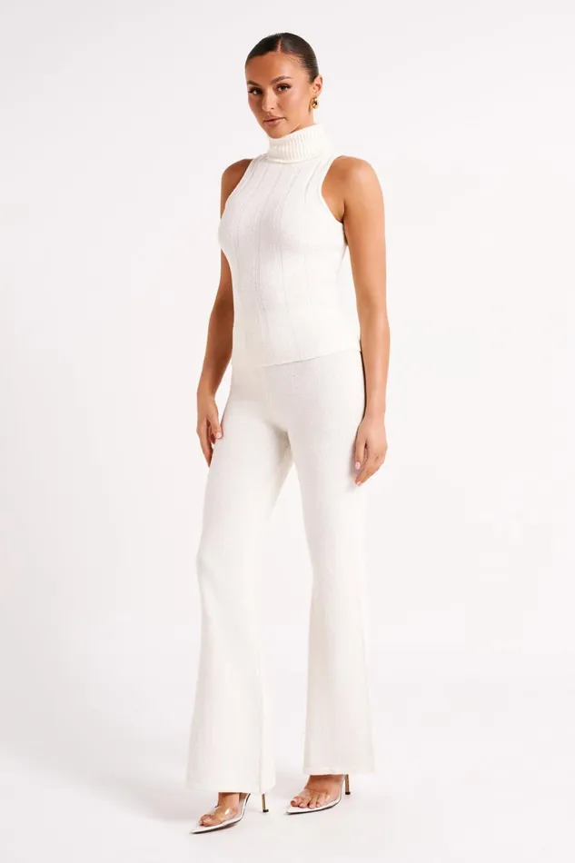 Meshki Sleeveless Tops Women Angelina Ribbed Turtleneck 8211 Ivory Ivory
