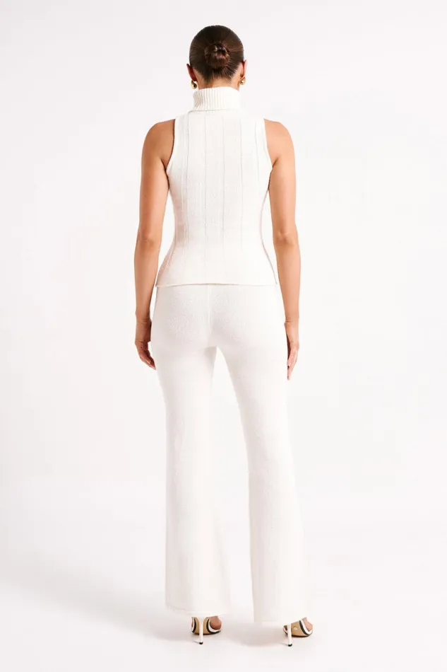 Meshki Sleeveless Tops Women Angelina Ribbed Turtleneck 8211 Ivory Ivory