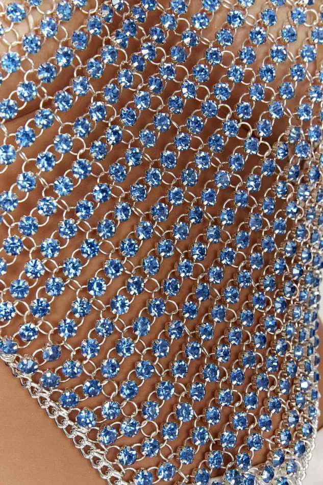 Meshki Sleeveless Tops Women Asteria Diamante Halter Top 8211 Powder Blue Powder Blue