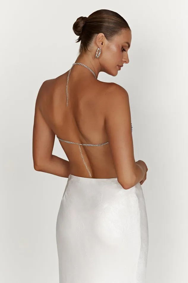 Meshki Sleeveless Tops Women Asteria Diamante Halter Top 8211 Powder Blue Powder Blue