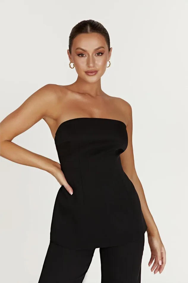 Meshki Sleeveless Tops Women Astrid Strapless Back Tie Top 8211 Black Black