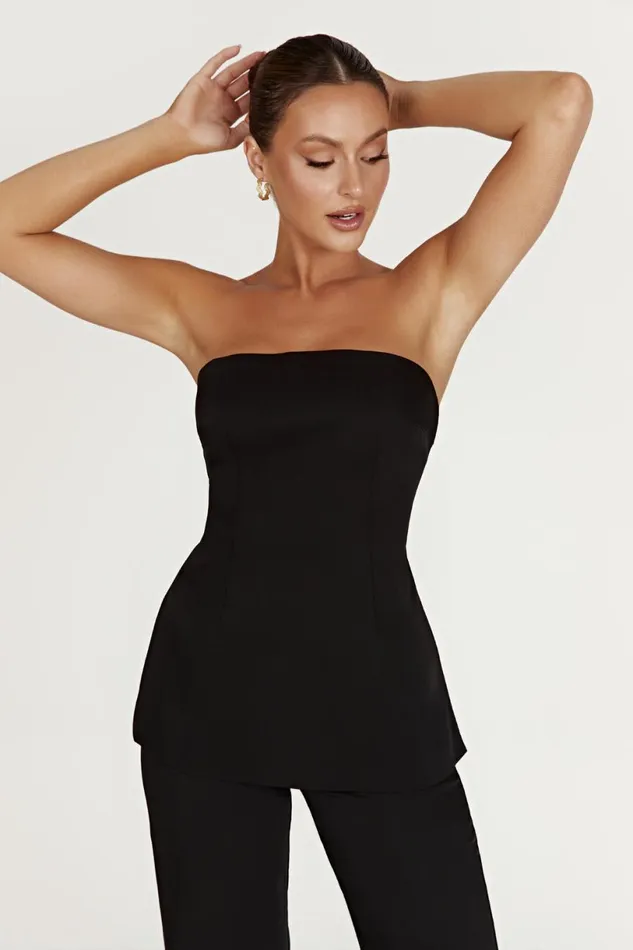 Meshki Sleeveless Tops Women Astrid Strapless Back Tie Top 8211 Black Black