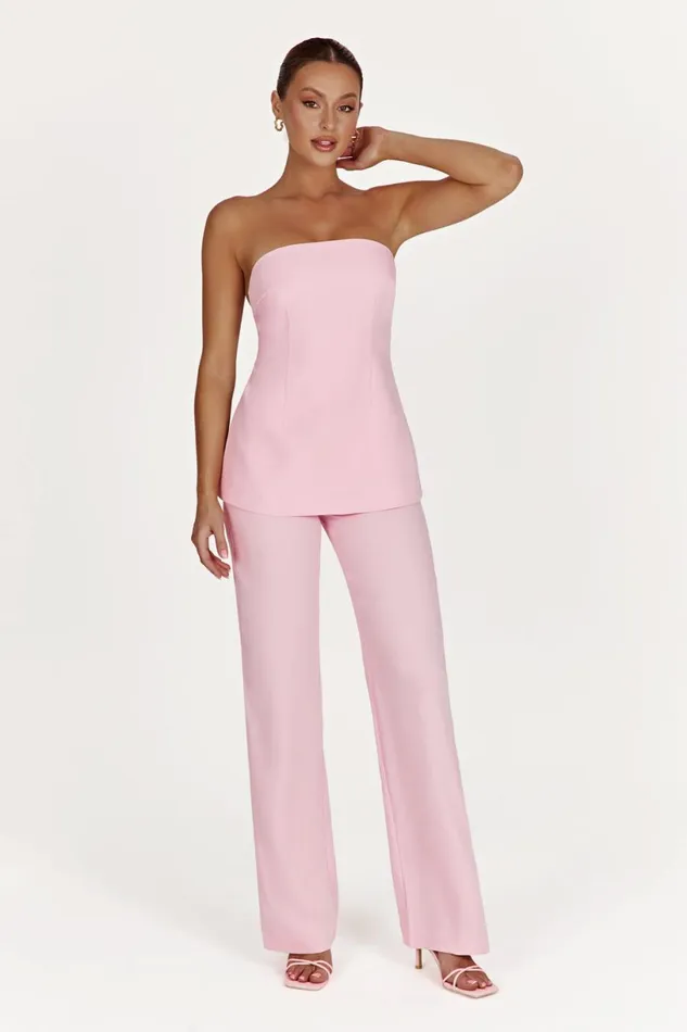 Meshki Sleeveless Tops Women Astrid Strapless Back Tie Top 8211 Blush Pink Blushpink