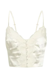 Meshki Sleeveless Tops Women Bailey Lace Satin Cami Top 8211 Ivory Ivory