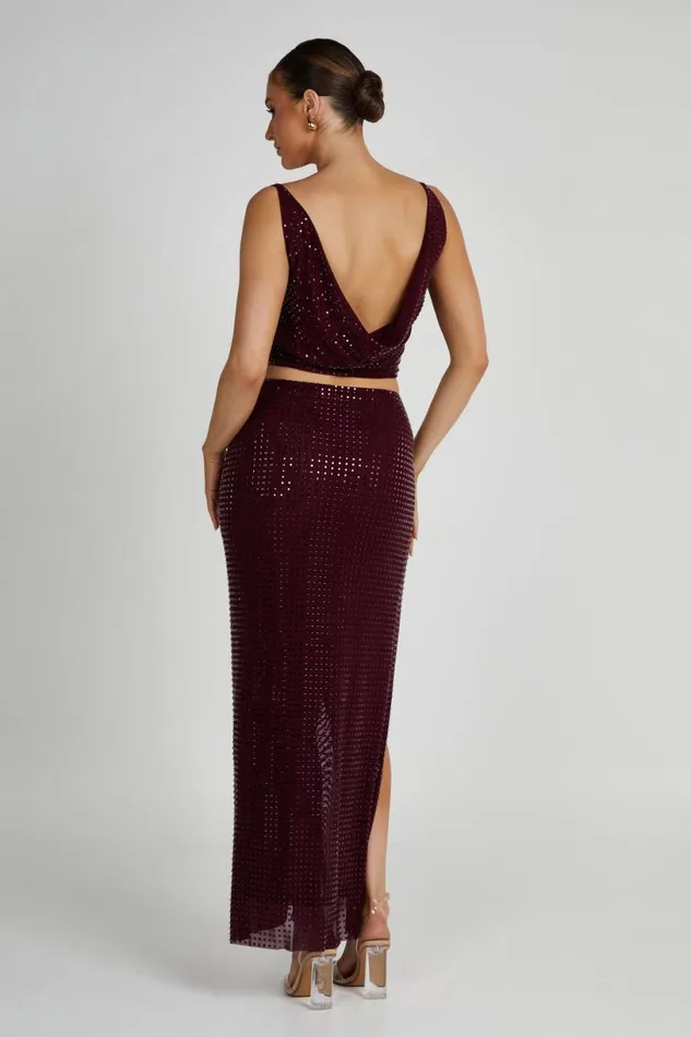 Meshki Sleeveless Tops Women Ellery Square Diamante Cowl Top 8211 Berry Berry