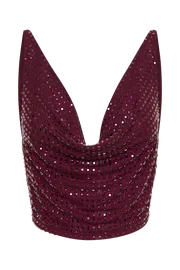 Meshki Sleeveless Tops Women Ellery Square Diamante Cowl Top 8211 Berry Berry