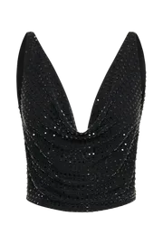 Meshki Sleeveless Tops Women Ellery Square Diamante Cowl Top 8211 Black Black