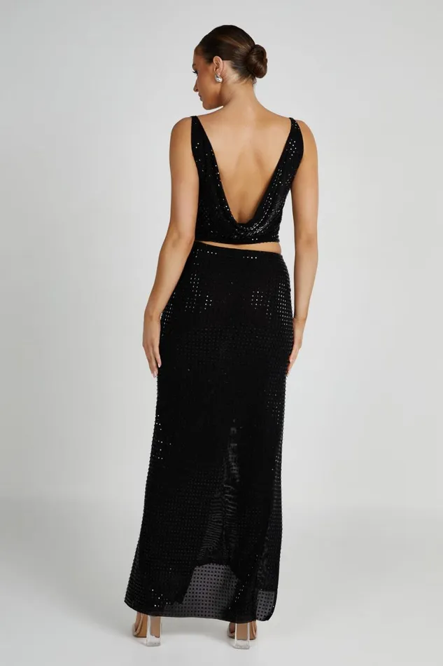 Meshki Sleeveless Tops Women Ellery Square Diamante Cowl Top 8211 Black Black