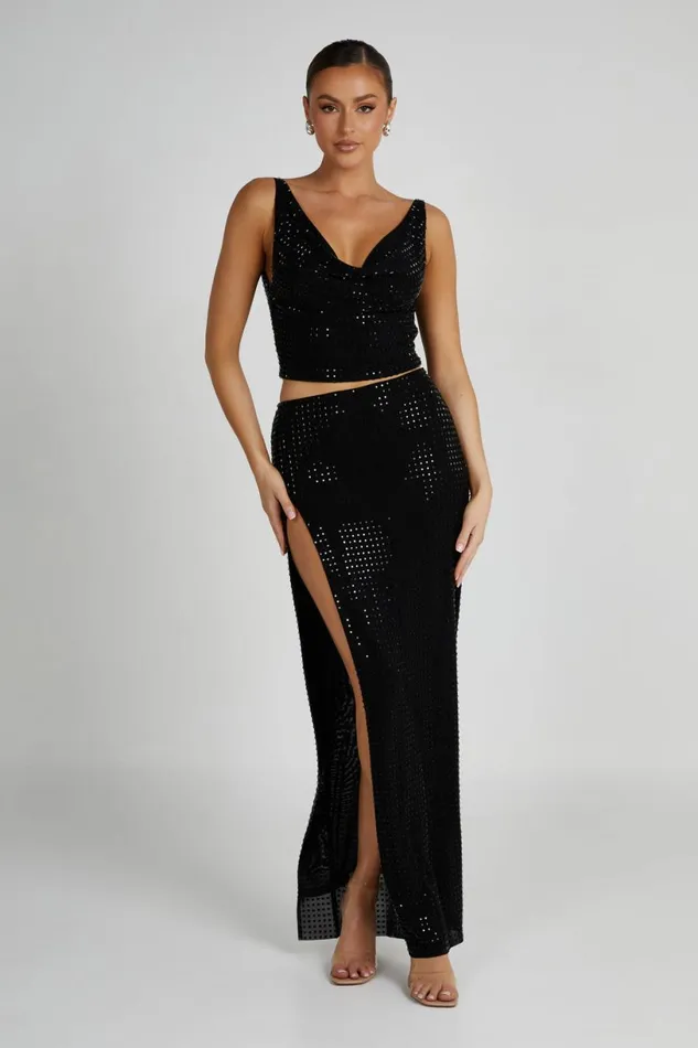 Meshki Sleeveless Tops Women Ellery Square Diamante Cowl Top 8211 Black Black