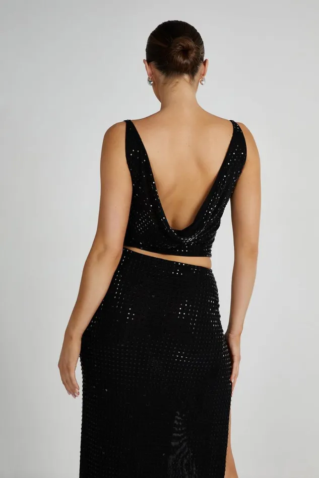 Meshki Sleeveless Tops Women Ellery Square Diamante Cowl Top 8211 Black Black
