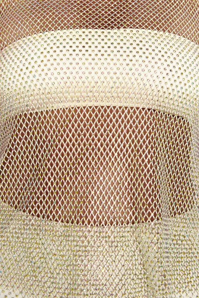 Meshki Sleeveless Tops Women Emerson Diamante Mesh Tank Top 8211 Cream Cream