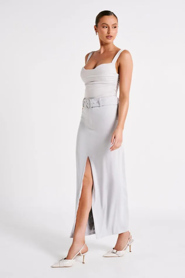 Meshki Sleeveless Tops Women Hailey Slinky Long Line Sweetheart Top 8211 Ice Grey Icegrey