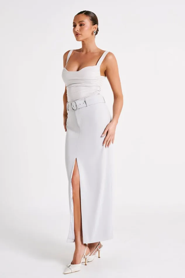 Meshki Sleeveless Tops Women Hailey Slinky Long Line Sweetheart Top 8211 Ice Grey Icegrey