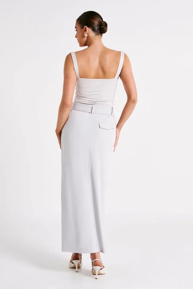 Meshki Sleeveless Tops Women Hailey Slinky Long Line Sweetheart Top 8211 Ice Grey Icegrey