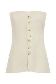 Meshki Sleeveless Tops Women Innis Linen Longline Strapless Top 8211 Natural Natural