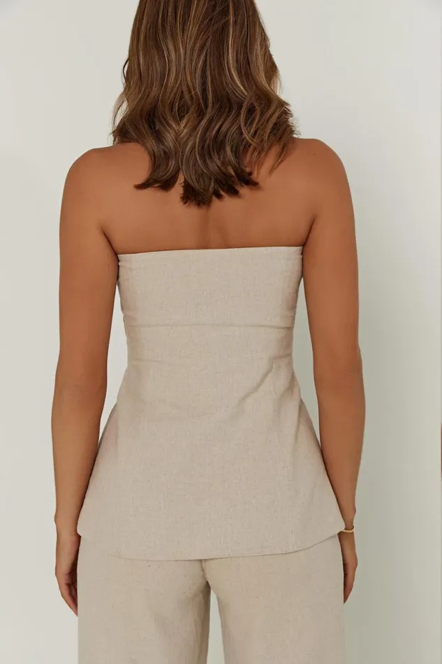 Meshki Sleeveless Tops Women Innis Linen Longline Strapless Top 8211 Natural Natural