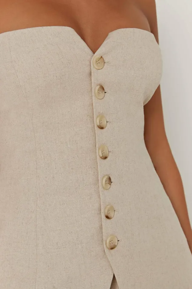 Meshki Sleeveless Tops Women Innis Linen Longline Strapless Top 8211 Natural Natural