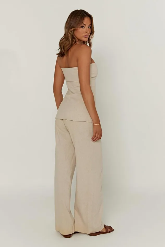 Meshki Sleeveless Tops Women Innis Linen Longline Strapless Top 8211 Natural Natural