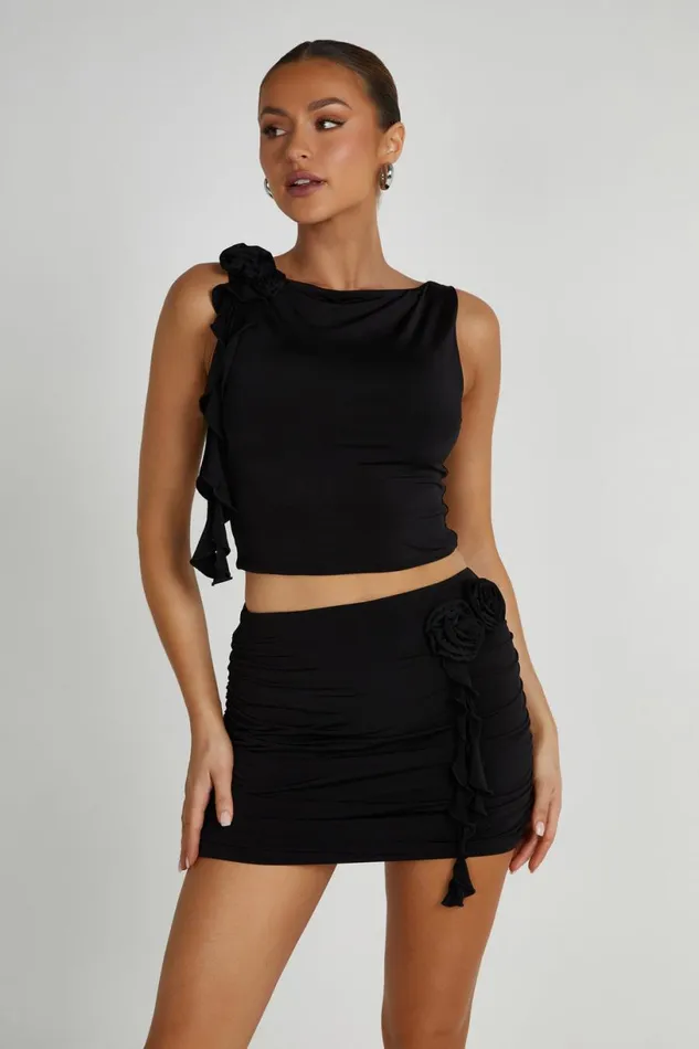 Meshki Sleeveless Tops Women Isabella Sleeveless Rose Top 8211 Black Black Meshki Sleeveless Tops Women Isabella Sleeveless Rose Top 8211 Black Black