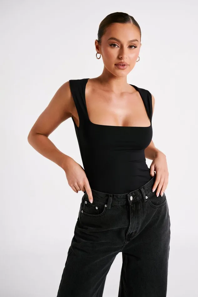 Meshki Sleeveless Tops Women Linley Recycled Nylon Long Line Top 8211 Black Black Meshki Sleeveless Tops Women Linley Recycled Nylon Long Line Top 8211 Black Black