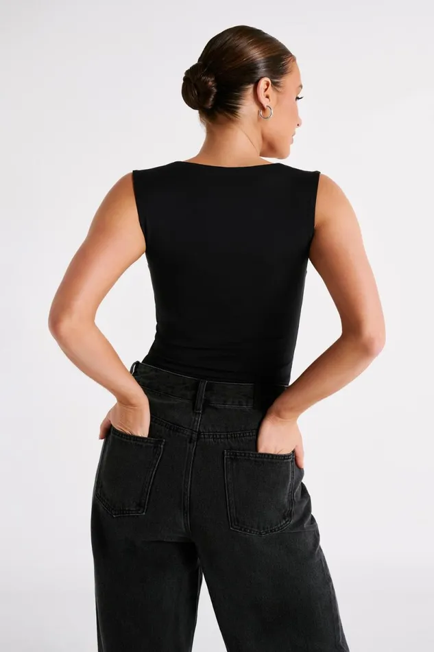 Meshki Sleeveless Tops Women Linley Recycled Nylon Long Line Top 8211 Black Black
