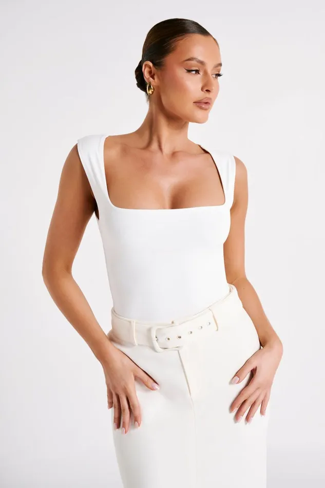 Meshki Sleeveless Tops Women Linley Recycled Nylon Long Line Top 8211 White White Meshki Sleeveless Tops Women Linley Recycled Nylon Long Line Top 8211 White White