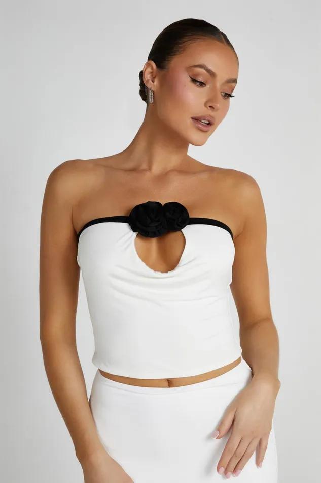 Meshki Sleeveless Tops Women Megan Strapless Rose Top 8211 BlackWhite Blackwhite Meshki Sleeveless Tops Women Megan Strapless Rose Top 8211 BlackWhite Blackwhite