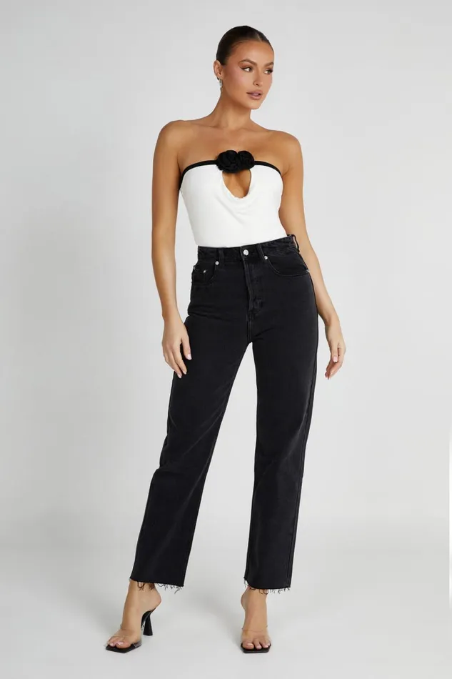 Meshki Sleeveless Tops Women Megan Strapless Rose Top 8211 BlackWhite Blackwhite