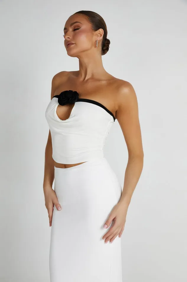 Meshki Sleeveless Tops Women Megan Strapless Rose Top 8211 BlackWhite Blackwhite