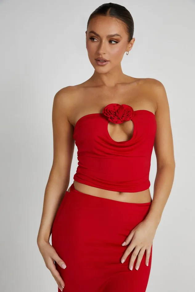 Meshki Sleeveless Tops Women Megan Strapless Rose Top 8211 Red Red