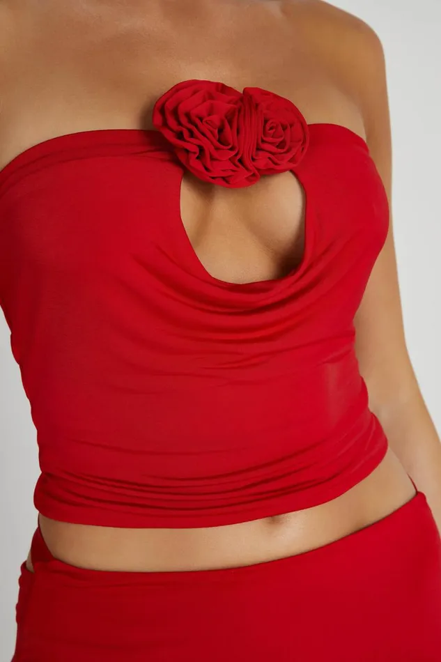 Meshki Sleeveless Tops Women Megan Strapless Rose Top 8211 Red Red