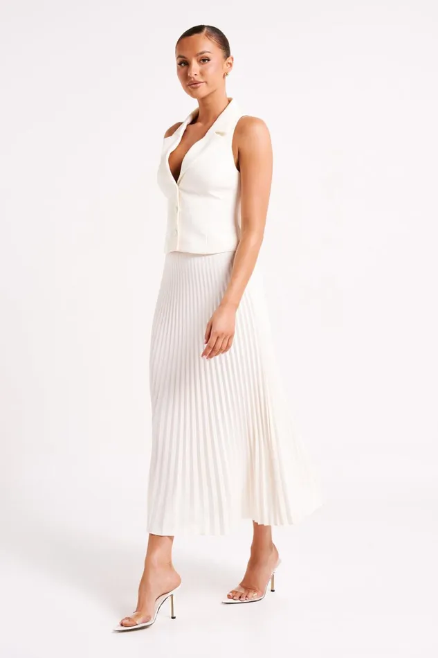 Meshki Sleeveless Tops Women Mura Suiting Vest 8211 Ivory Ivory