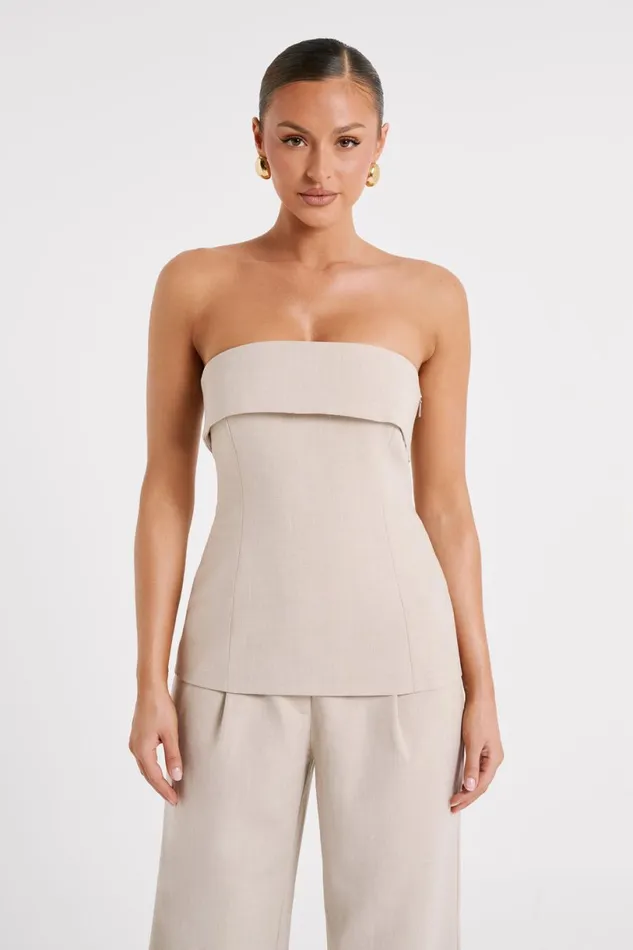 Meshki Sleeveless Tops Women Natalie Textured Strapless Top 8211 Natural Natural Meshki Sleeveless Tops Women Natalie Textured Strapless Top 8211 Natural Natural
