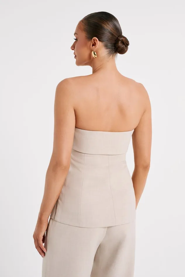 Meshki Sleeveless Tops Women Natalie Textured Strapless Top 8211 Natural Natural