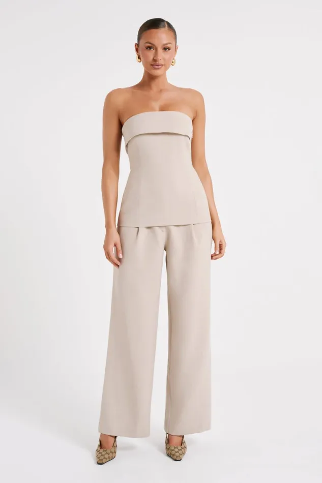 Meshki Sleeveless Tops Women Natalie Textured Strapless Top 8211 Natural Natural