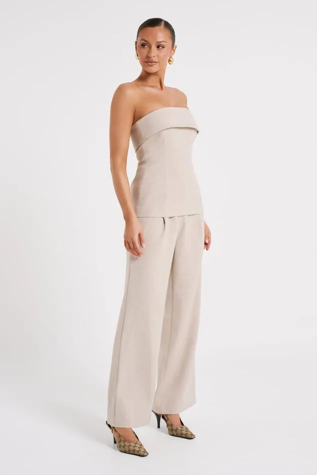 Meshki Sleeveless Tops Women Natalie Textured Strapless Top 8211 Natural Natural