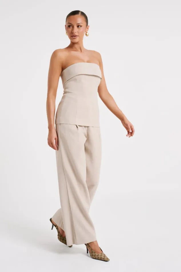 Meshki Sleeveless Tops Women Natalie Textured Strapless Top 8211 Natural Natural