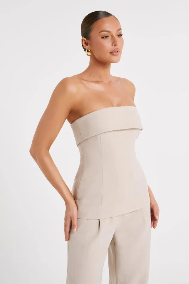 Meshki Sleeveless Tops Women Natalie Textured Strapless Top 8211 Natural Natural
