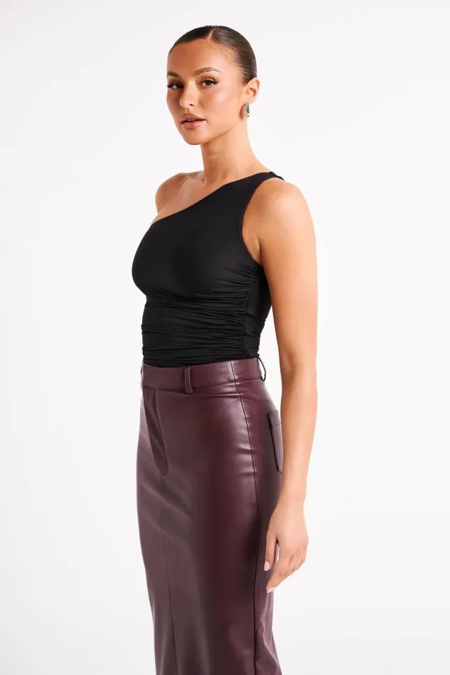 Meshki Sleeveless Tops Women Sally Recycled Nylon One Shoulder Top 8211 Black Black