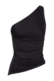 Meshki Sleeveless Tops Women Sally Recycled Nylon One Shoulder Top 8211 Black Black