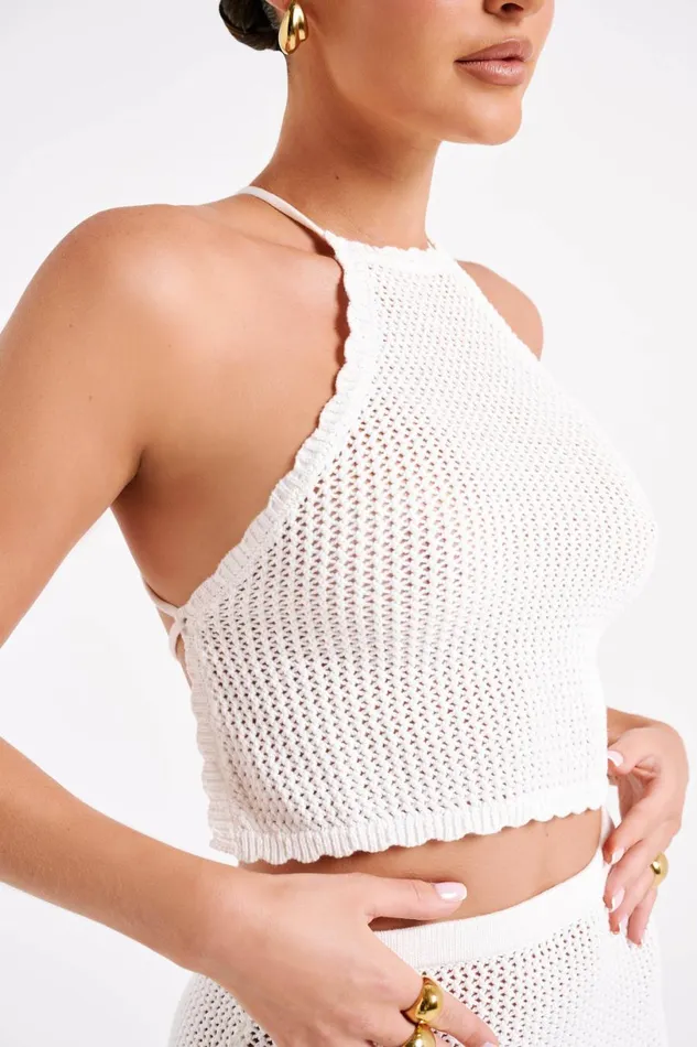 Meshki Sleeveless Tops Women Sylvana Crochet Halter Top 8211 White White Meshki Sleeveless Tops Women Sylvana Crochet Halter Top 8211 White White