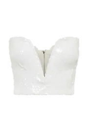 Meshki Sleeveless Tops Women Zariah Strapless Sequin V Corset 8211 White White