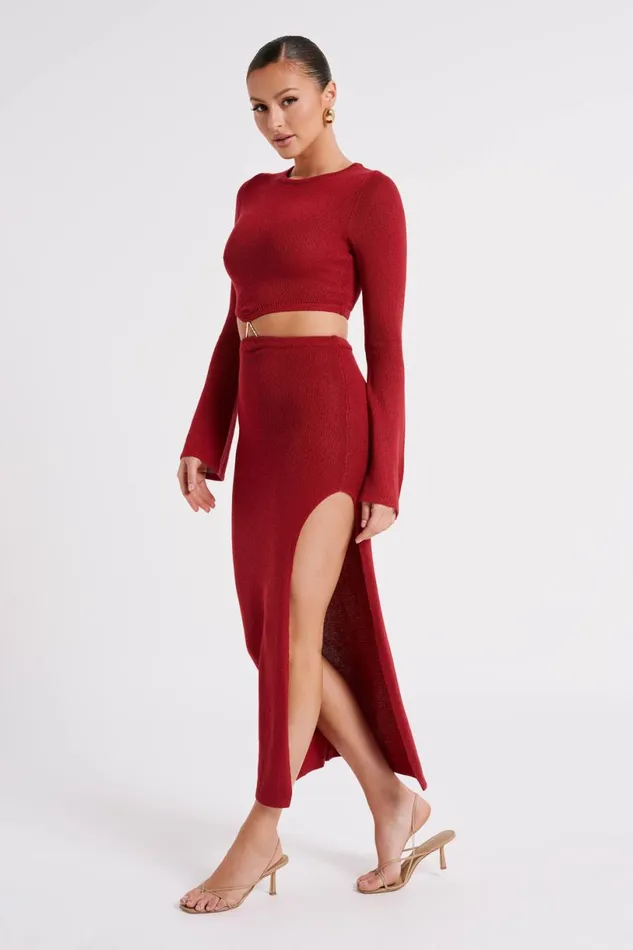 Meshki Summer Dresses Women Anna Flare Sleeve Knit Dress 8211 Wine Wine