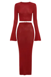 Meshki Summer Dresses Women Anna Flare Sleeve Knit Dress 8211 Wine Wine