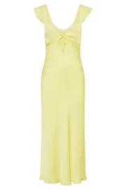 Meshki Summer Dresses Women Chantal Short Sleeve Satin Midi Dress 8211 Yellow Yellow