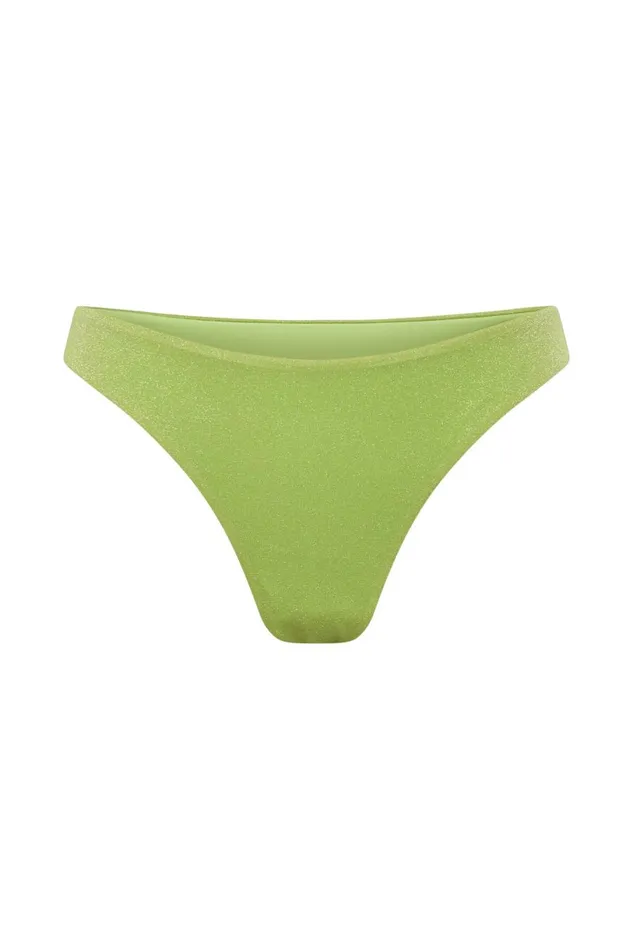 Meshki Swimwear Women Bambi Cheeky Cut Bikini Bottoms 8211 Lime Sparkle Limesparkle