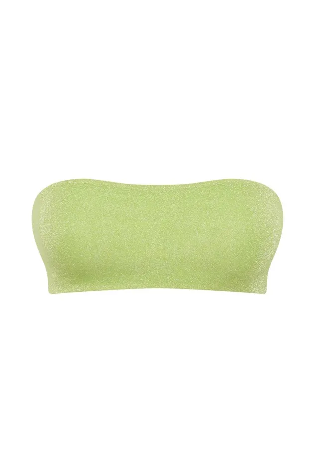 Meshki Swimwear Women Celia Swim Bandeau 8211 Lime Sparkle Limesparkle