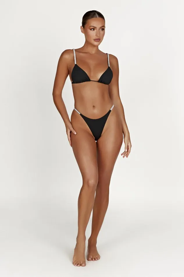Meshki Swimwear Women Finley Diamante Band Recycled Bikini Top 8211 Black Black