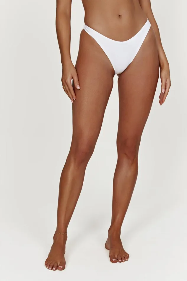 Meshki Swimwear Women Rosie Recycled Nylon Cheeky Cut Bikini Bottoms 8211 White White