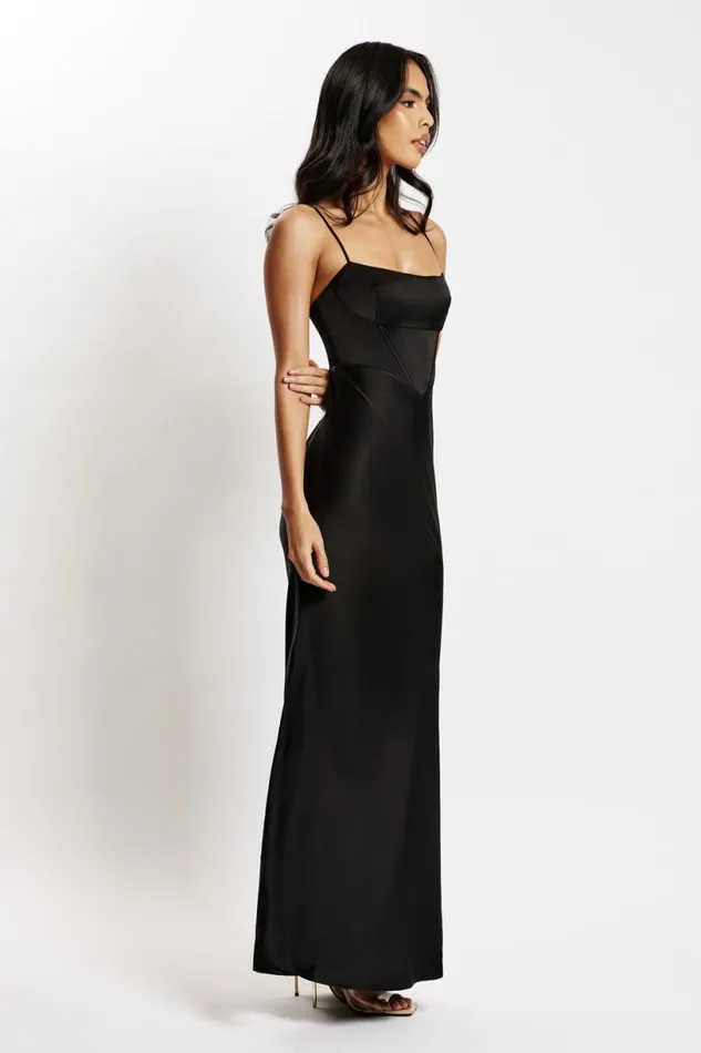 Meshki Wedding Guests Women Desirie Corset Maxi Dress 8211 Black Black